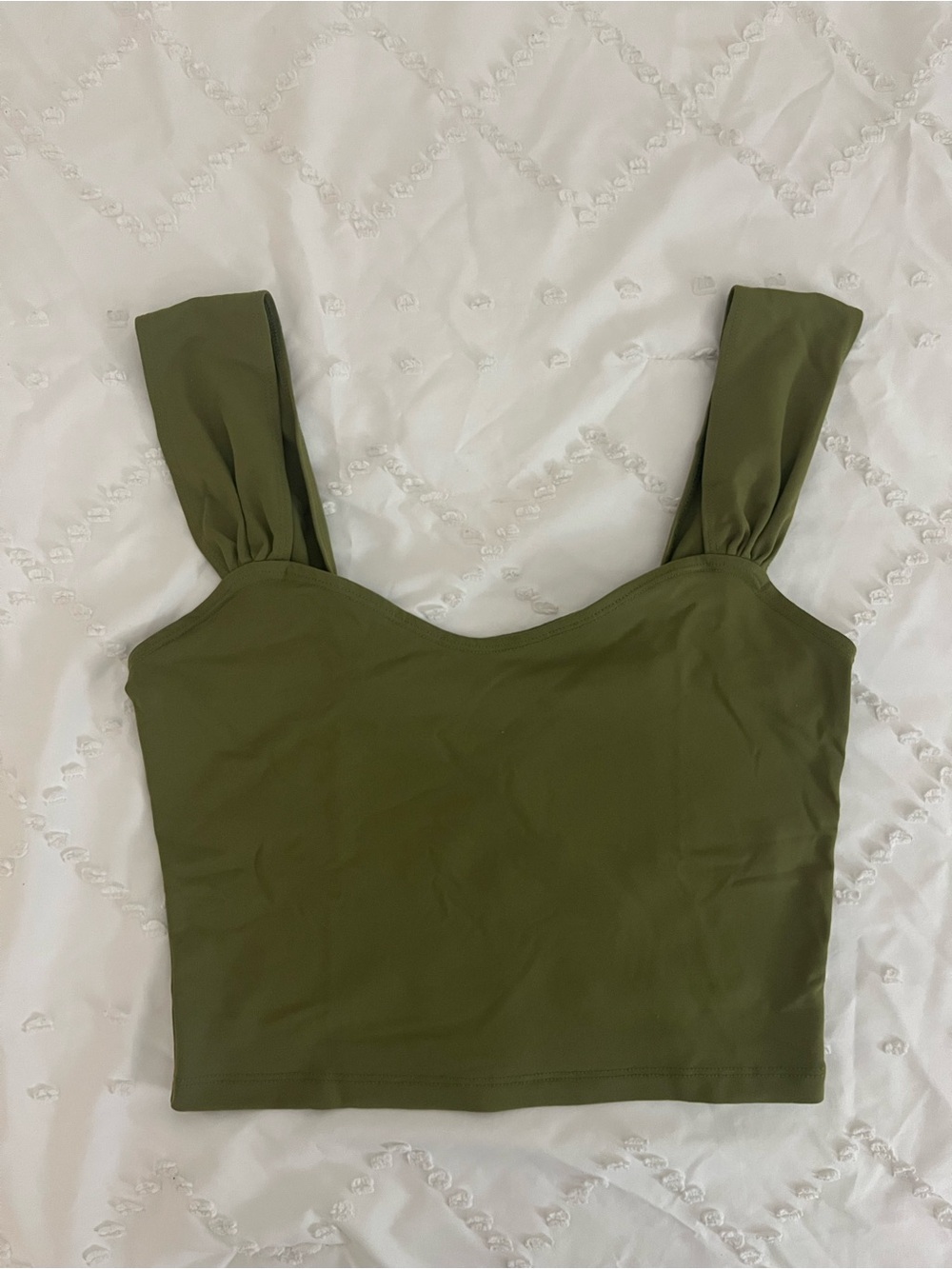 Abercrombie & Fitch Olive Green Cropped Tank with Wide Straps